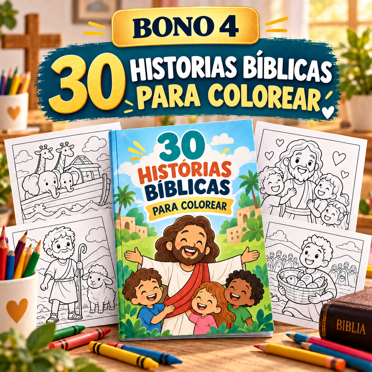 Bono 4: 30 Historias Bíblicas para Colorear